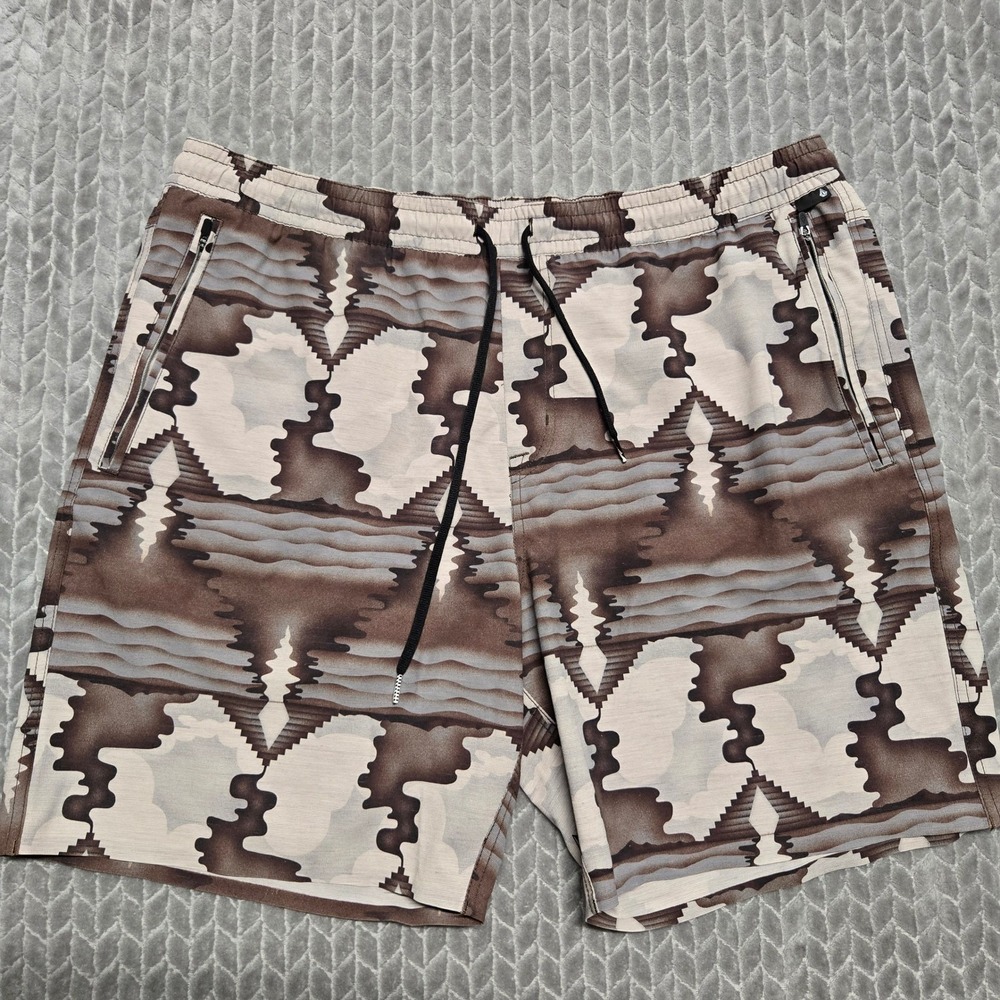 Volcom V.CO-TECH Mens XXL Brown Geometric Abstract Print‎ Repreve Shorts